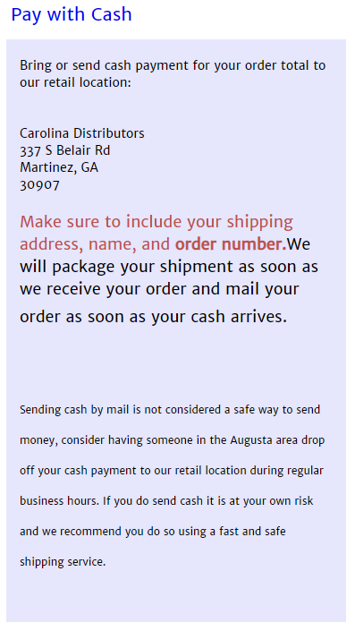 payment methods Carolina K